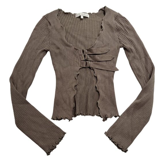 More To Come Declan Long Sleeve Top in Taupe - Picture 1 of 5
